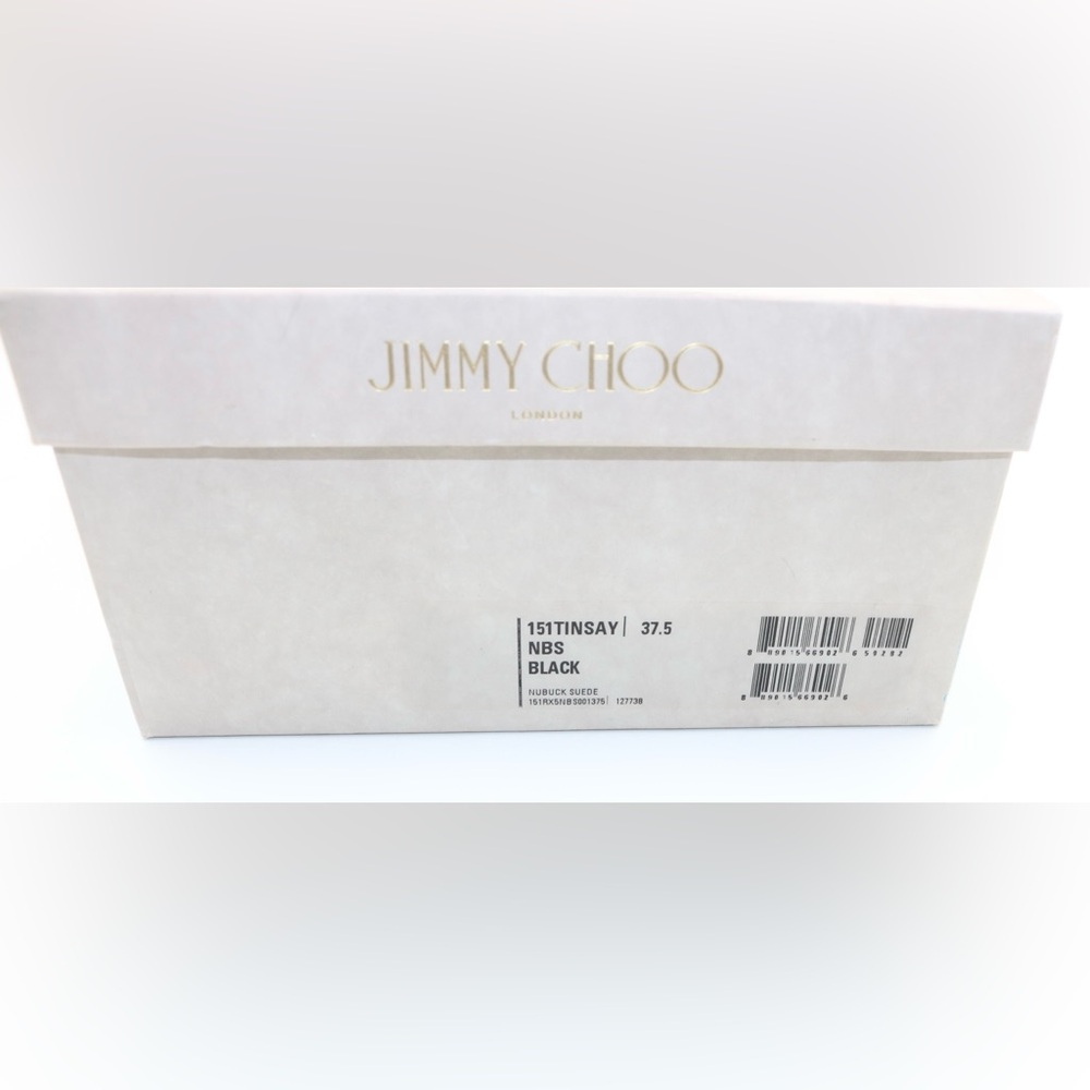 Jimmy Choo Tinsay 85 Black Nubuck Sandal 37.5 - Picture 2 of 6